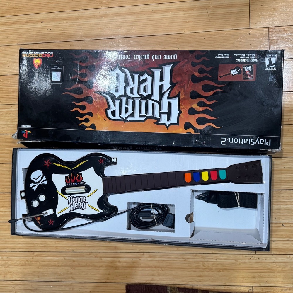 RedOctane Guitar Hero SG Wired Controller PS2 PlayStation 2 Black with Box Strap